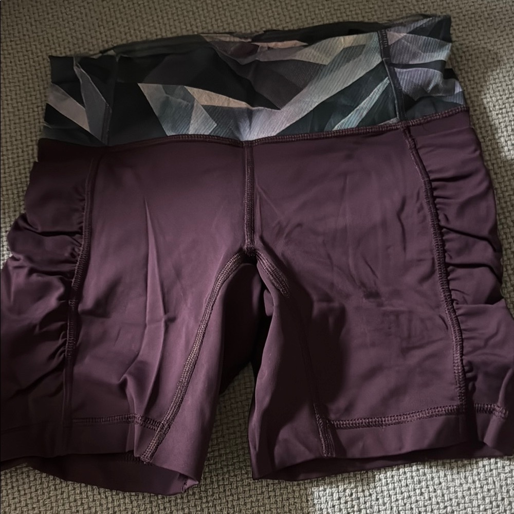 Lululemon Athletica Purple and Geometric Bike Shorts
